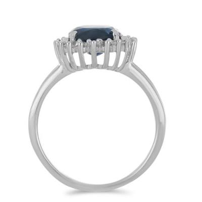 BUY NATURAL BLUE KYANITE WITH WHITE ZIRCON GEMSTONE CLASSIC RING IN 925 SILVER